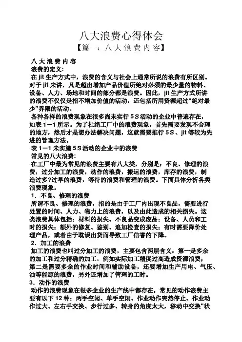 八大浪费心得体会