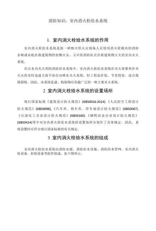消防知识：室内消火栓给水系统