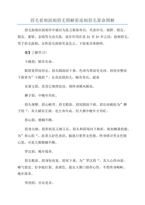 眉毛看相面相眉毛图解看面相眉毛算命图解