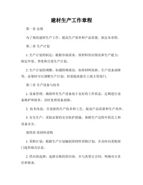 建材生产工作章程