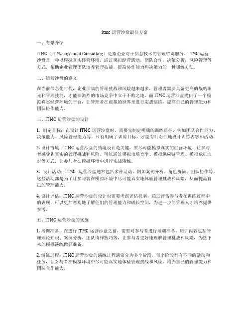 itmc运营沙盘最佳方案