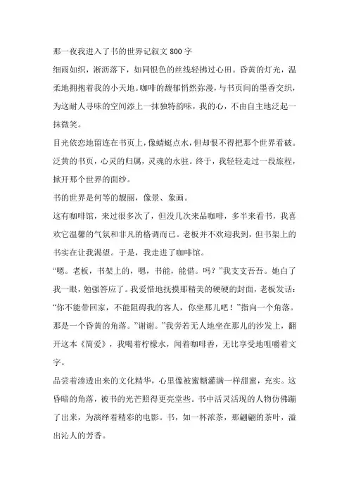 那一夜我进入了书的世界记叙文800字
