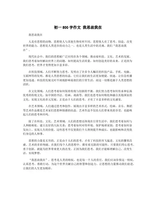 初一800字作文 我思故我在