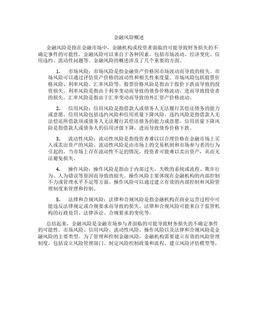 金融风险概述
