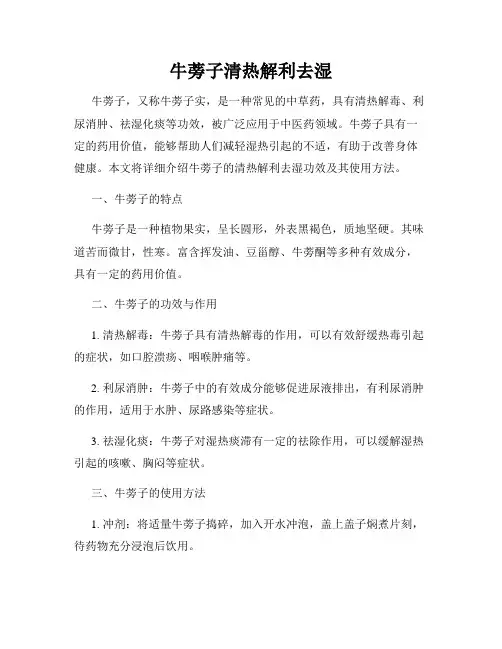 牛蒡子清热解利去湿