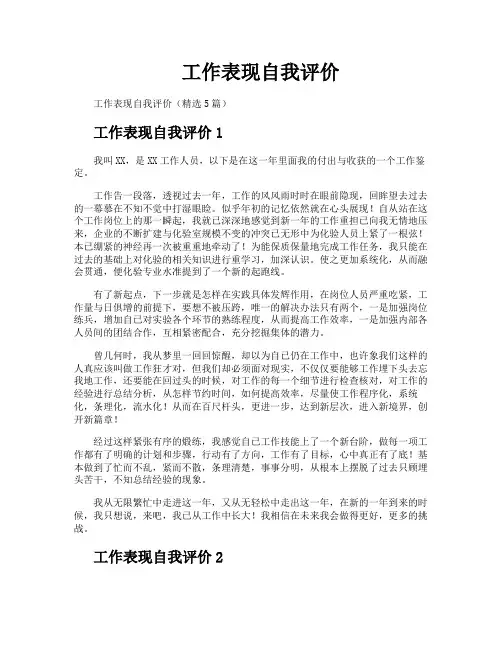工作表现自我评价