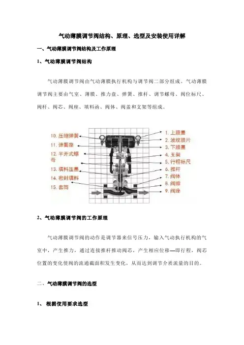 气动薄膜调节阀结构、原理、选型及安装使用详解