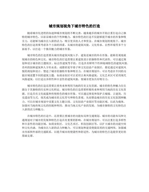 城市规划视角下城市特色的打造