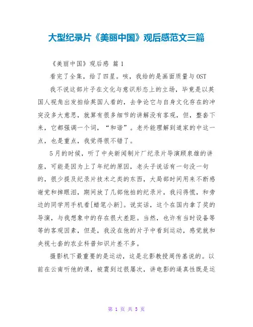 大型纪录片《美丽中国》观后感范文三篇