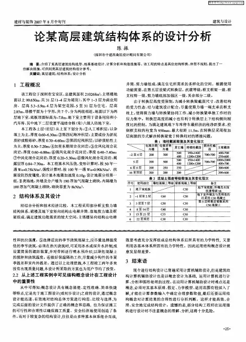 论某高层建筑结构体系的设计分析