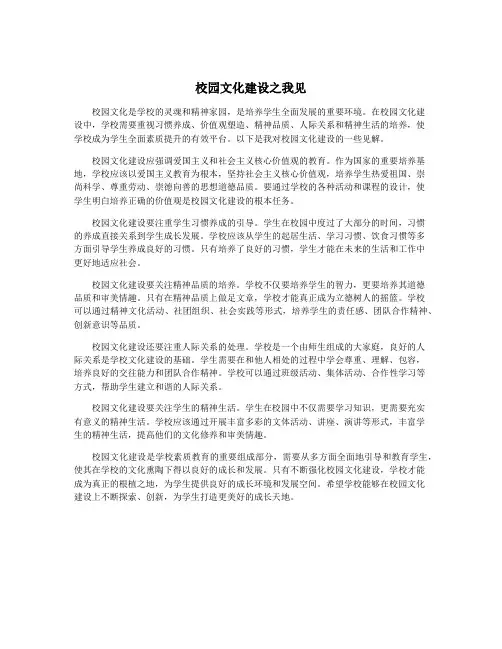 校园文化建设之我见
