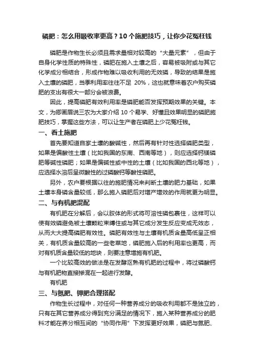 磷肥：怎么用吸收率更高？10个施肥技巧，让你少花冤枉钱