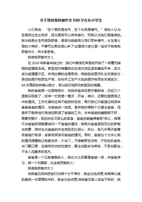 关于我有我骄傲作文500字左右小学生