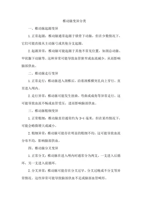 椎动脉变异分类