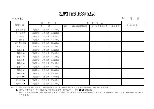 温度计使用校准记录