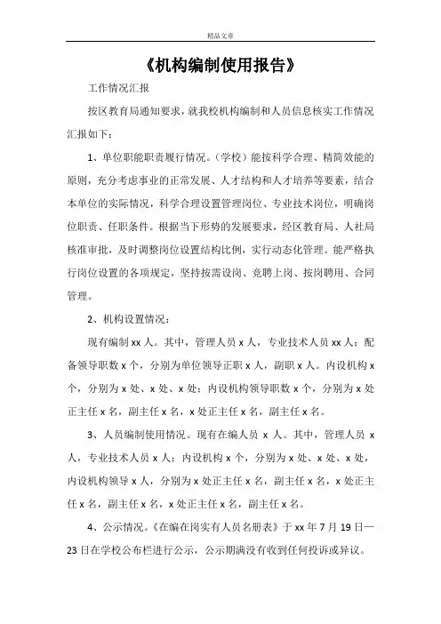 《机构编制使用报告》