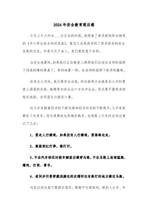 2024年安全教育观后感(三篇)