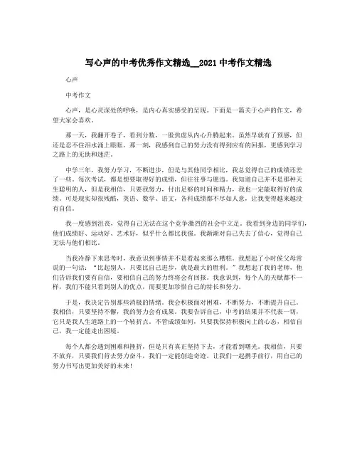 写心声的中考优秀作文精选__2021中考作文精选