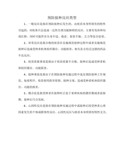 预防接种反应类型