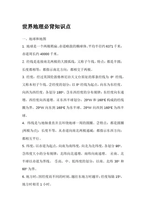 世界地理必背知识点