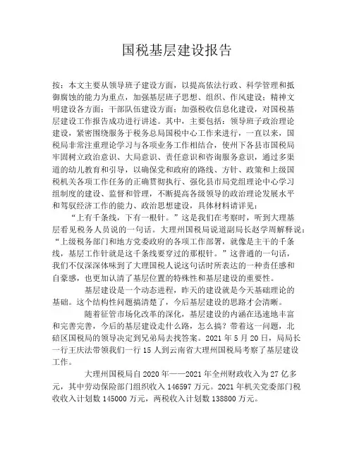 国税基层建设报告