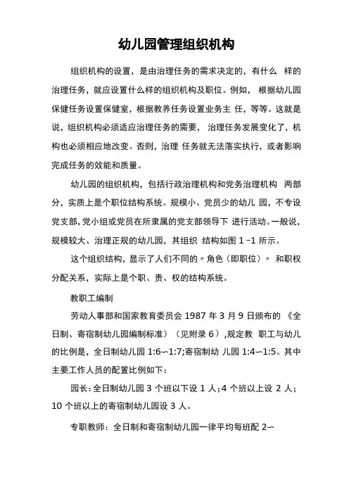 幼儿园管理组织机构