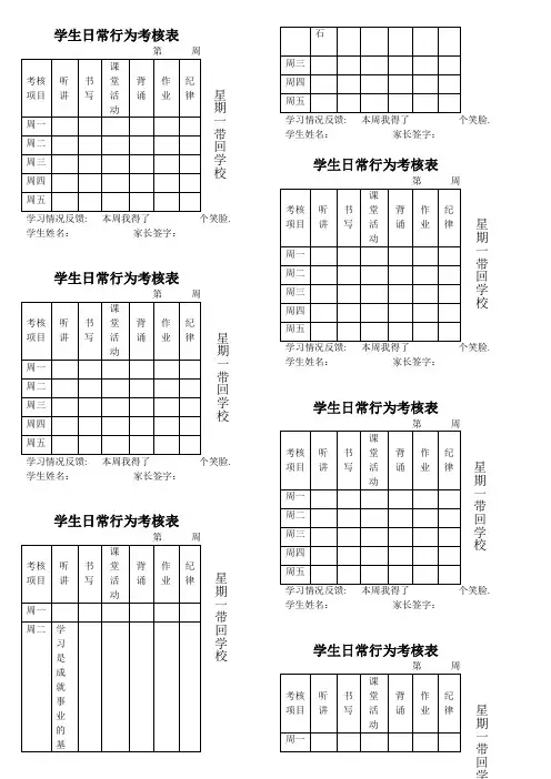 学生日常行为考核表