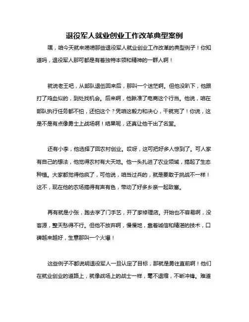 退役军人就业创业工作改革典型案例