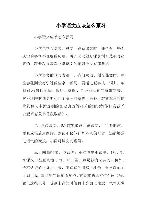 小学语文应该怎么预习