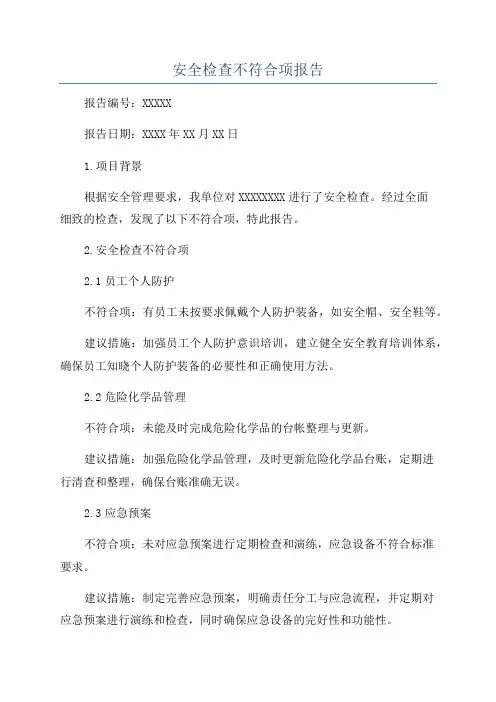 安全检查不符合项报告