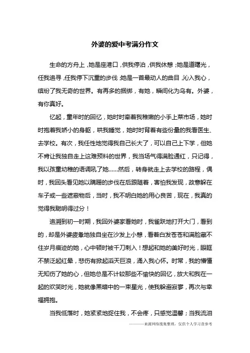 外婆的爱中考满分作文