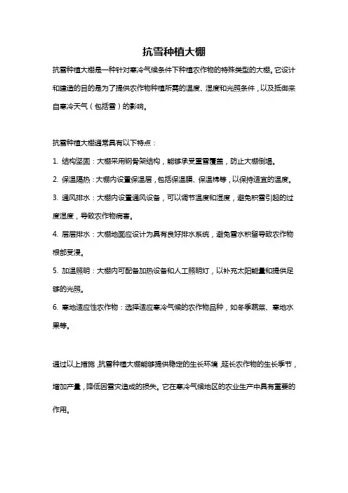 抗雪种植大棚