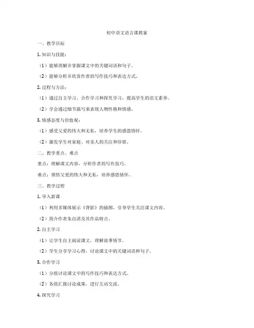 初中语文语言课教案