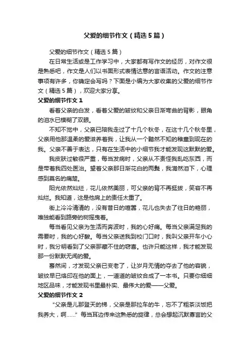 父爱的细节作文（精选5篇）