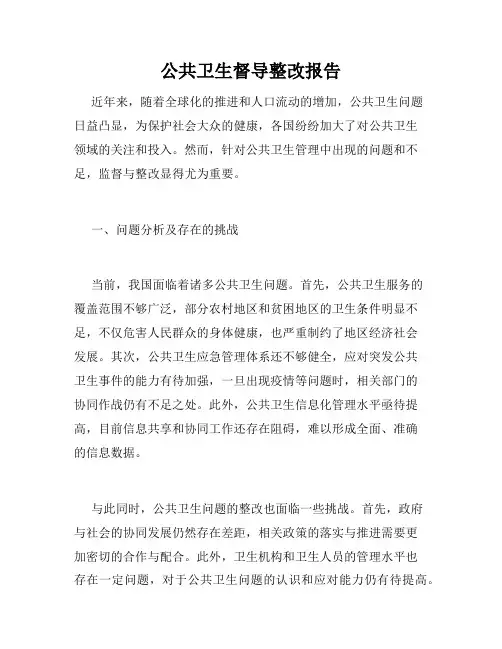 公共卫生督导整改报告