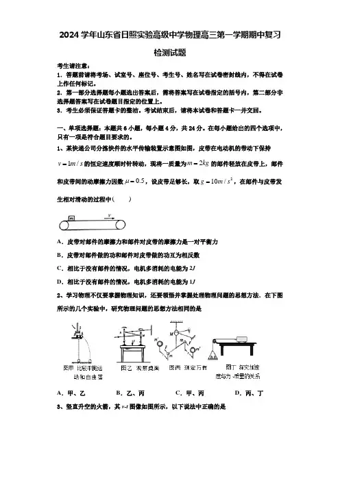 2024学年山东省日照实验高级中学物理高三第一学期期中复习检测试题含解析
