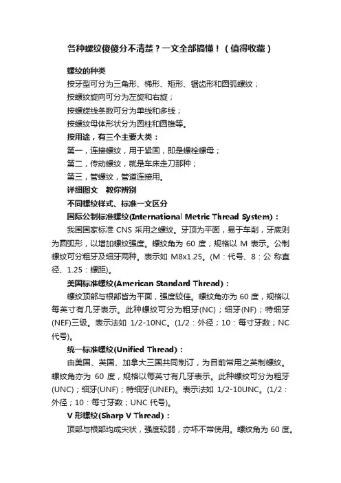 各种螺纹傻傻分不清楚？一文全部搞懂！（值得收藏）