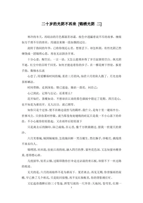 二十岁的光阴不再来 [锦绣光阴 二]