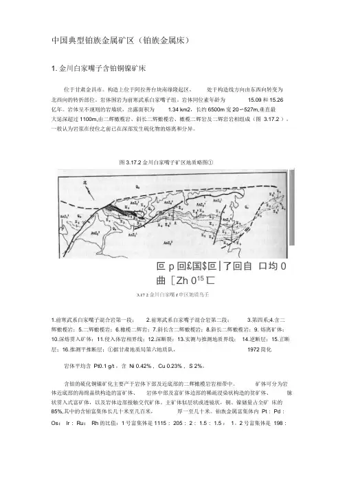 中国典型铂族金属矿区