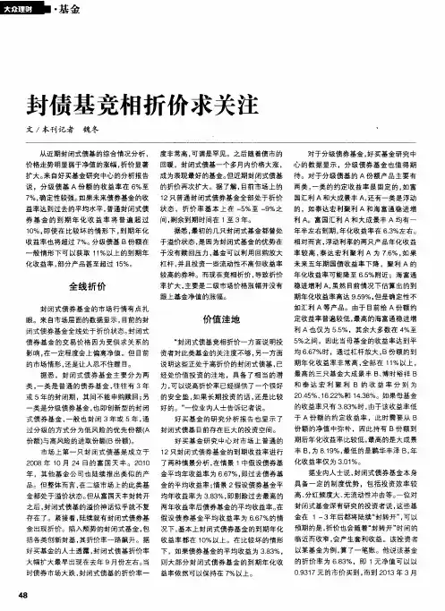 封债基竞相折价求关注