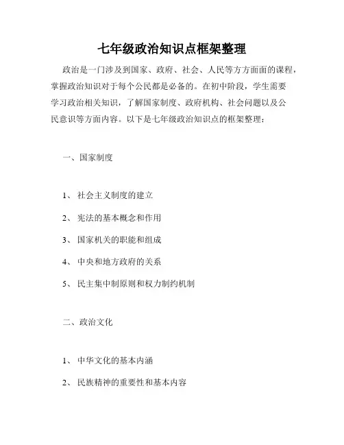 七年级政治知识点框架整理