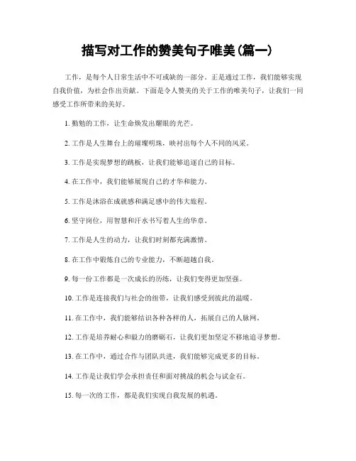 描写对工作的赞美句子唯美(精选合集2篇)