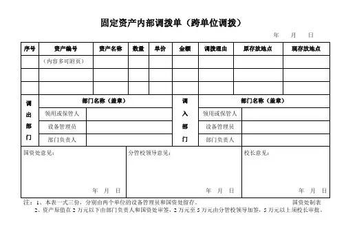 固定资产内部调拨单(跨单位调拨)