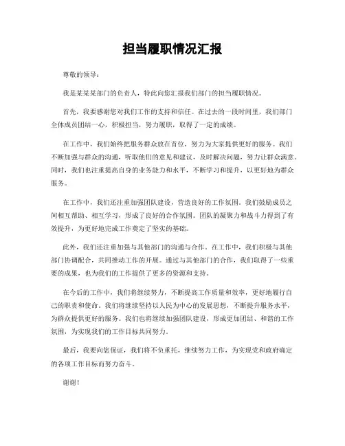 担当履职情况汇报
