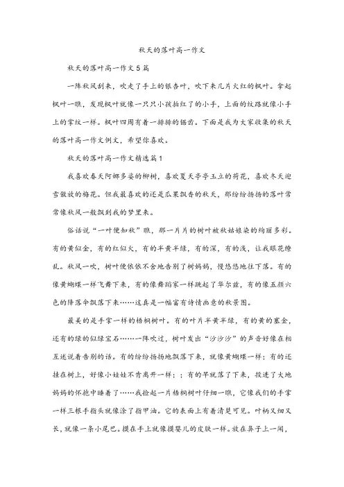 秋天的落叶高一作文