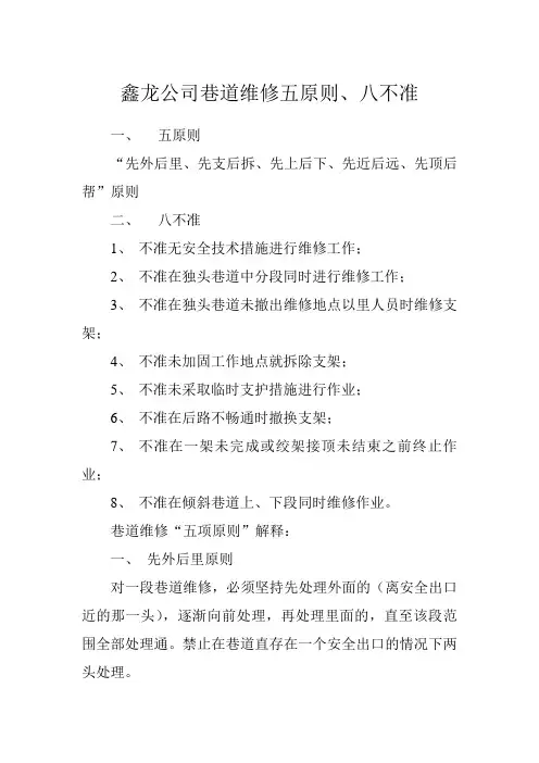 巷道维修五原则八不准 (1)