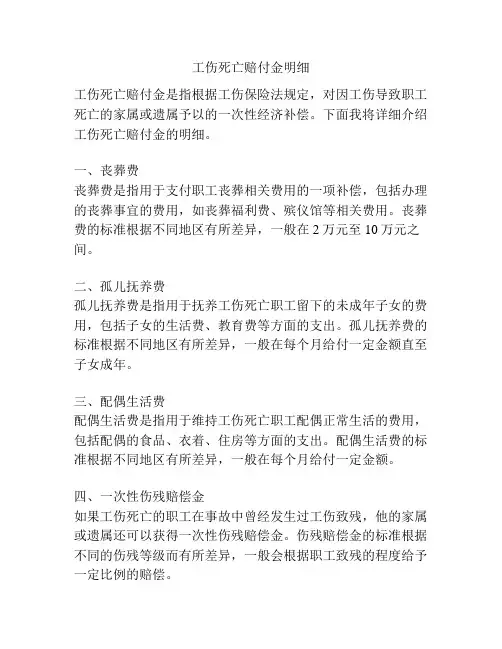 工伤死亡赔付金明细