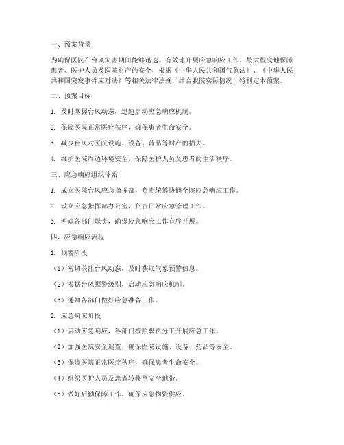 医院台风应急响应预案