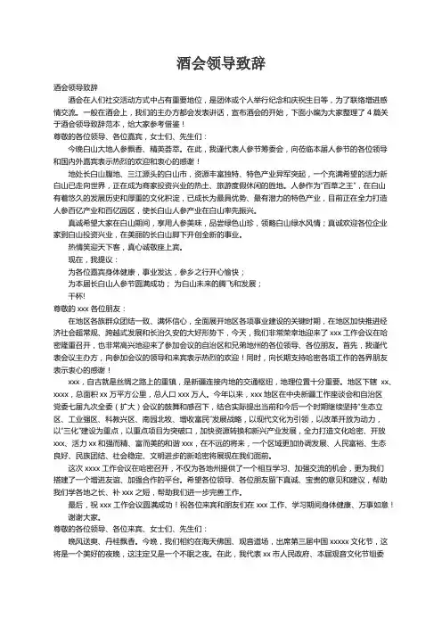 酒会领导致辞