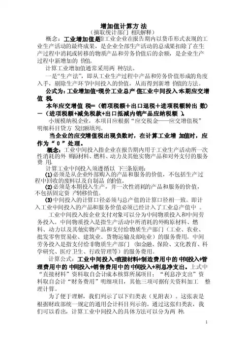 增加值计算方法